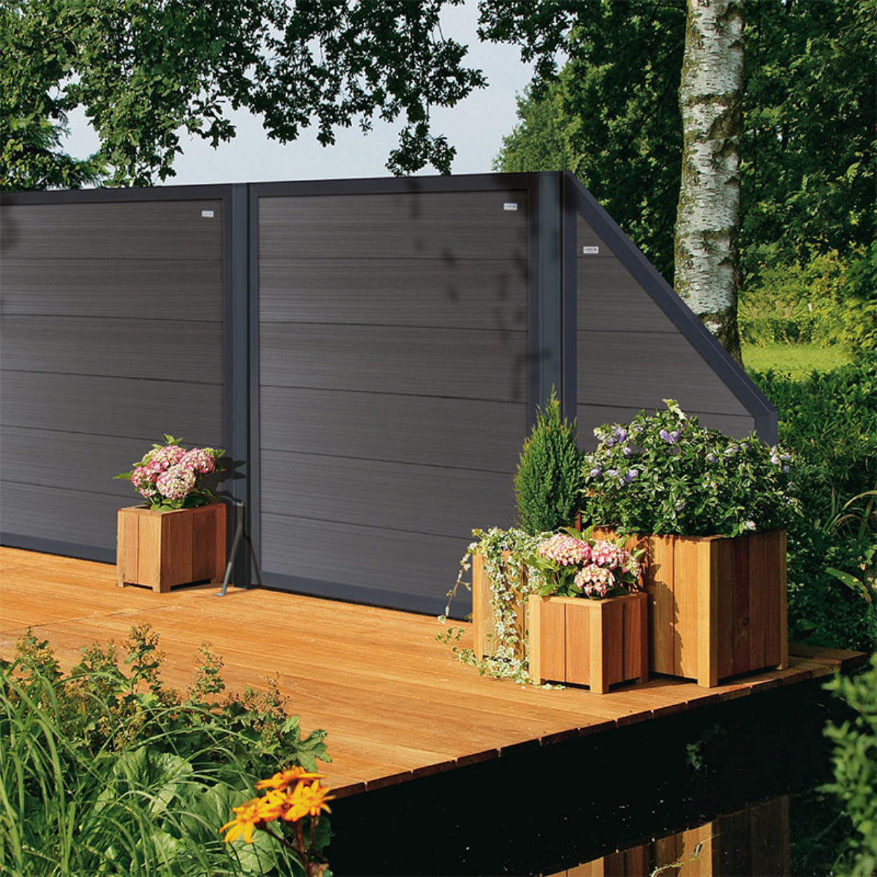 Elephant Schutting Forte Composiet Antraciet met Antraciet Frame 180x180cm